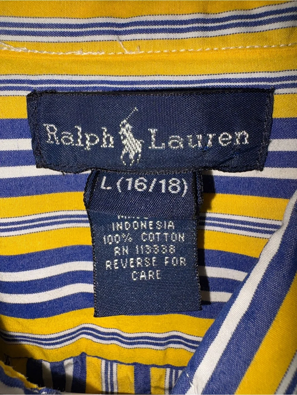 Ralph Lauren striped button down shirt boy's L 16/18 EUC LN